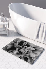 Floral black and white peony bathmat