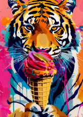 Tiger Eating Ice Cream