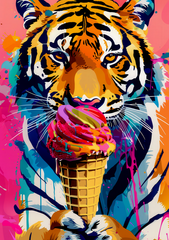 Tiger Eating Ice Cream