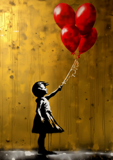Little Girl Holding Red Balloons