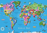Illustrated World Map with Countries and Continents by Carla Daly