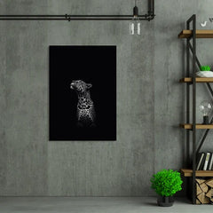 Wall Art Print - Black and White Leopard Looking Up