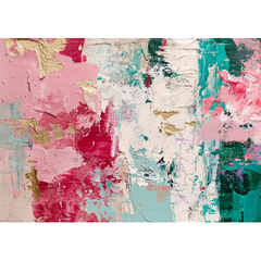 Wall Art Print - Abstract Pink and White Paint on Canvas