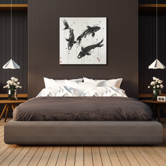 Wall Art Print - Black and white koi