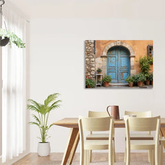 Wall Art Print - Old Rustic Blue Door in Quaint Italian Town