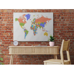 Wall Art Print- Color World Map With The Names Of Countries