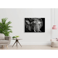 Wall Art Print - Portrait of an Elephant in Black and White