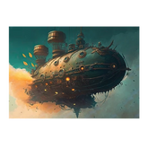 Wall Art Print - Steampunk Airship in the Clouds