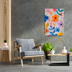 Wall Art Print - Abstract Orange and Blue Flowers