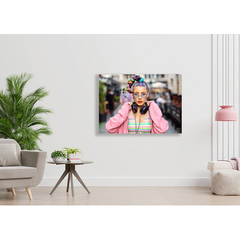 Wall Art Print - Young Woman listening to music on headphones