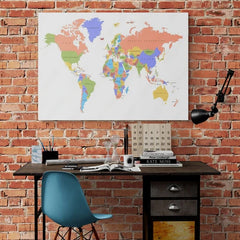 Wall Art Print- Color World Map With The Names Of Countries