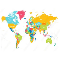Wall Art Print - Colourful Vector World Map
