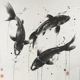 Wall Art Print - Black and white koi