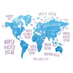 Wall Art Print - Earth Map with Names of Countries