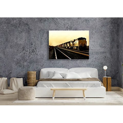Wall Art Print - Freight train running through Arizona at sunset