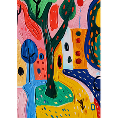 Wall Art Print - Abstract tree and houses