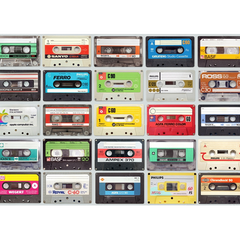 Wall Art Print- Set of old vintage audio tape cassettes