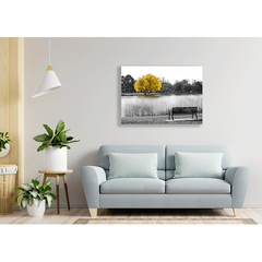 Wall Art Print - Yellow Tree in Black and White Landscape