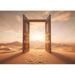Wall Art Print - 3D illustration of Opened Door on Desert