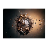 Wall Art Print - Steampunk Wall Clock Explosion