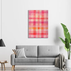 Wall Art Print - Abstract pink and white checkered material vertical