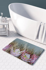 Floral deep pink King Protea bathmat
