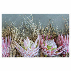 Floral deep pink King Protea bathmat