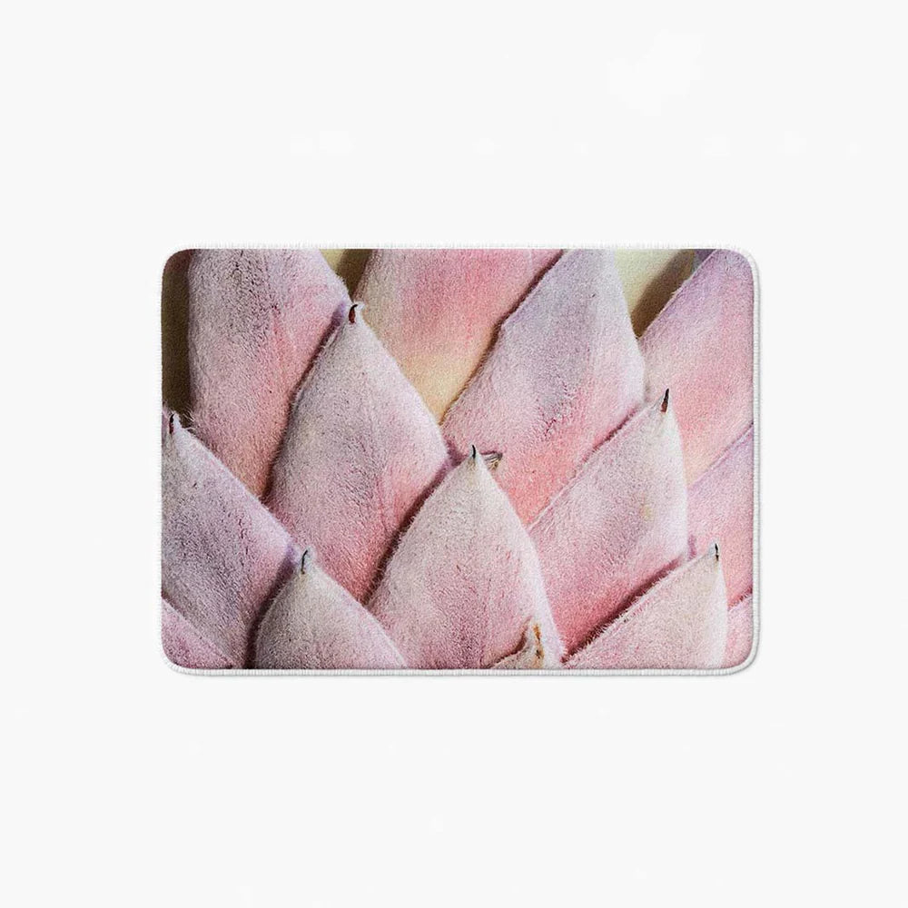 Floral deep pink King Protea bathmat