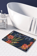 Floral Navy lilies and iris painting bathmat