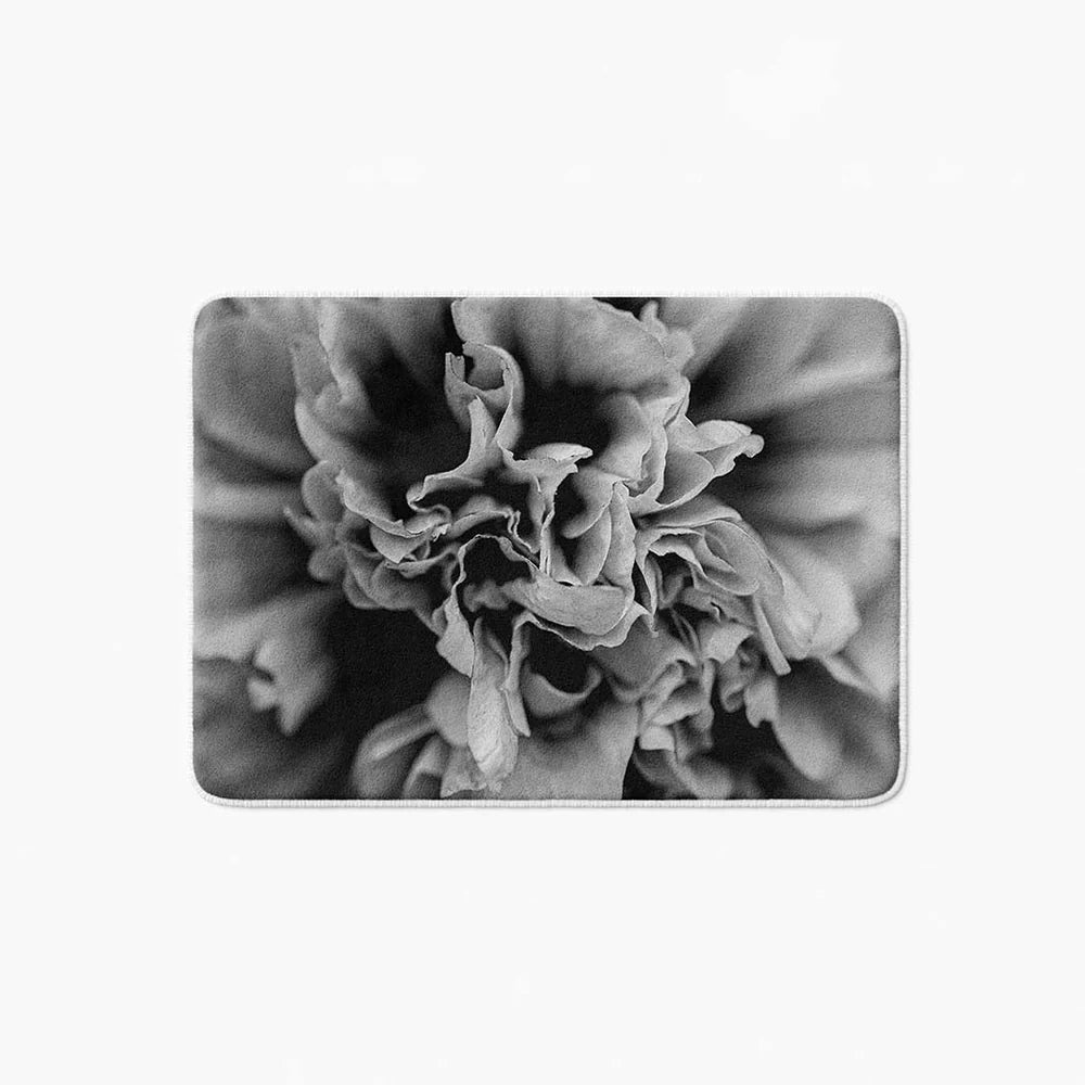 Floral black and white peony bathmat