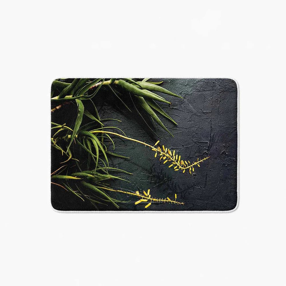 Natural Yellow Blossoms Aloe Bush on Grey Bathmat