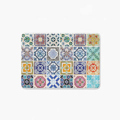 Pattern Blue Colourful Tile Bathmat