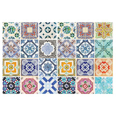 Pattern Blue Colourful Tile Bathmat