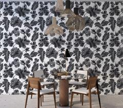 Mono Chic Floral Wall Paper 1