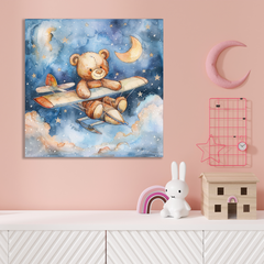 Cute Teddy Bear Flying In The Night Sky