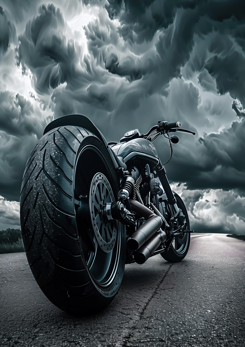 Motorbike Under Dark Clouds