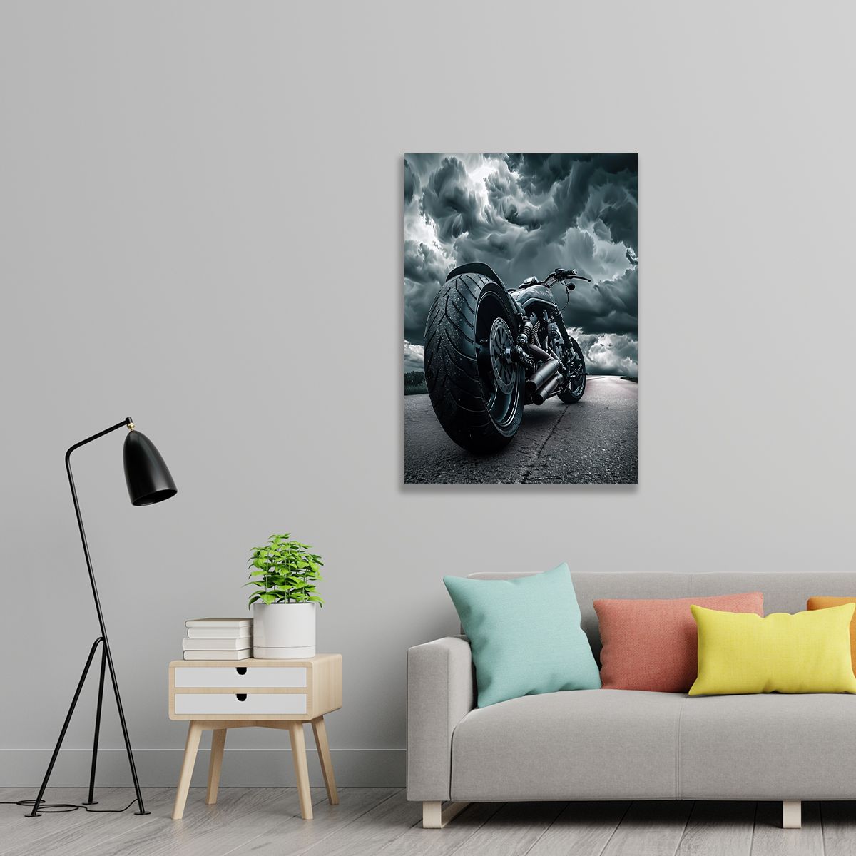 Motorbike Under Dark Clouds