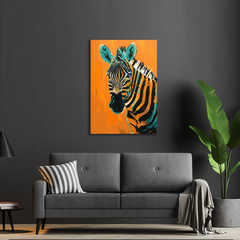 Zebra With Orange Background