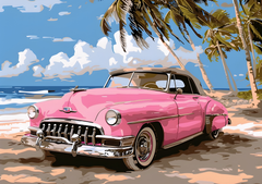 Pink Car On The Beach