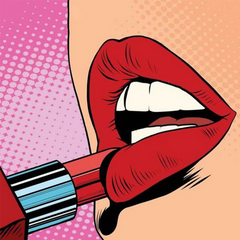 Woman Putting on Lipstick