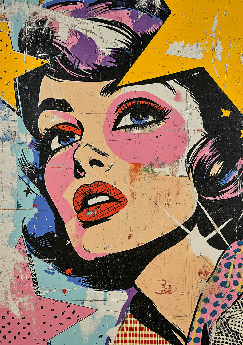 Pop Art-Style Woman With Stars