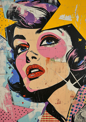 Pop Art-Style Woman With Stars