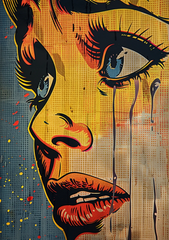 Pop Art-Style Crying Woman