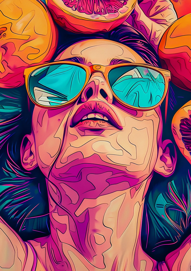 Pop Art-Style Woman With Sunglasses