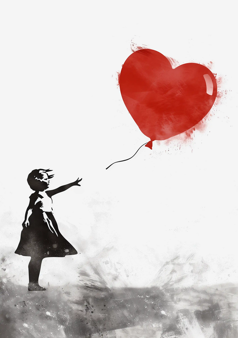 Little Girl Holding Heart Shaped Balloon