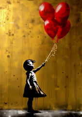 Little Girl Holding Red Balloons