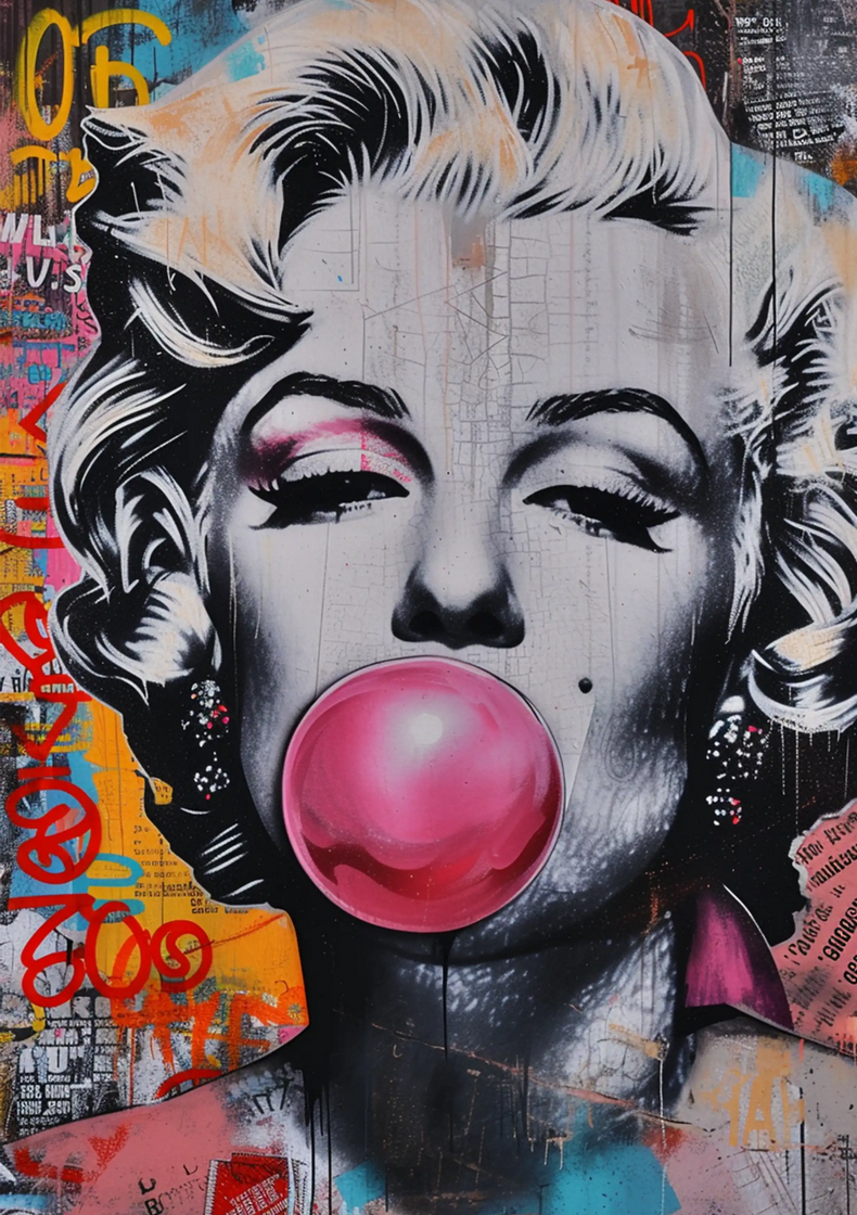 Pop Art-Style Marilyn Monroe Blowing Gum