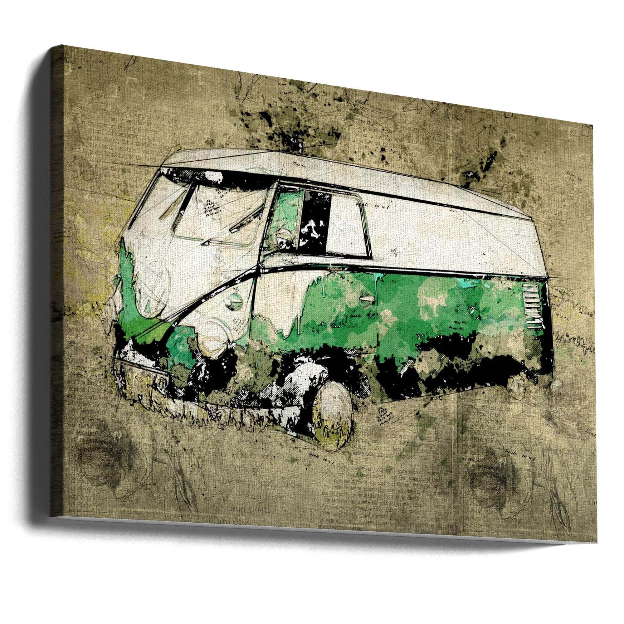 Volkswagen vw combi green by Lembayung senja studio [Vintage Poster]