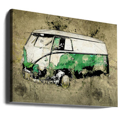 Volkswagen vw combi green by Lembayung senja studio [Vintage Poster]