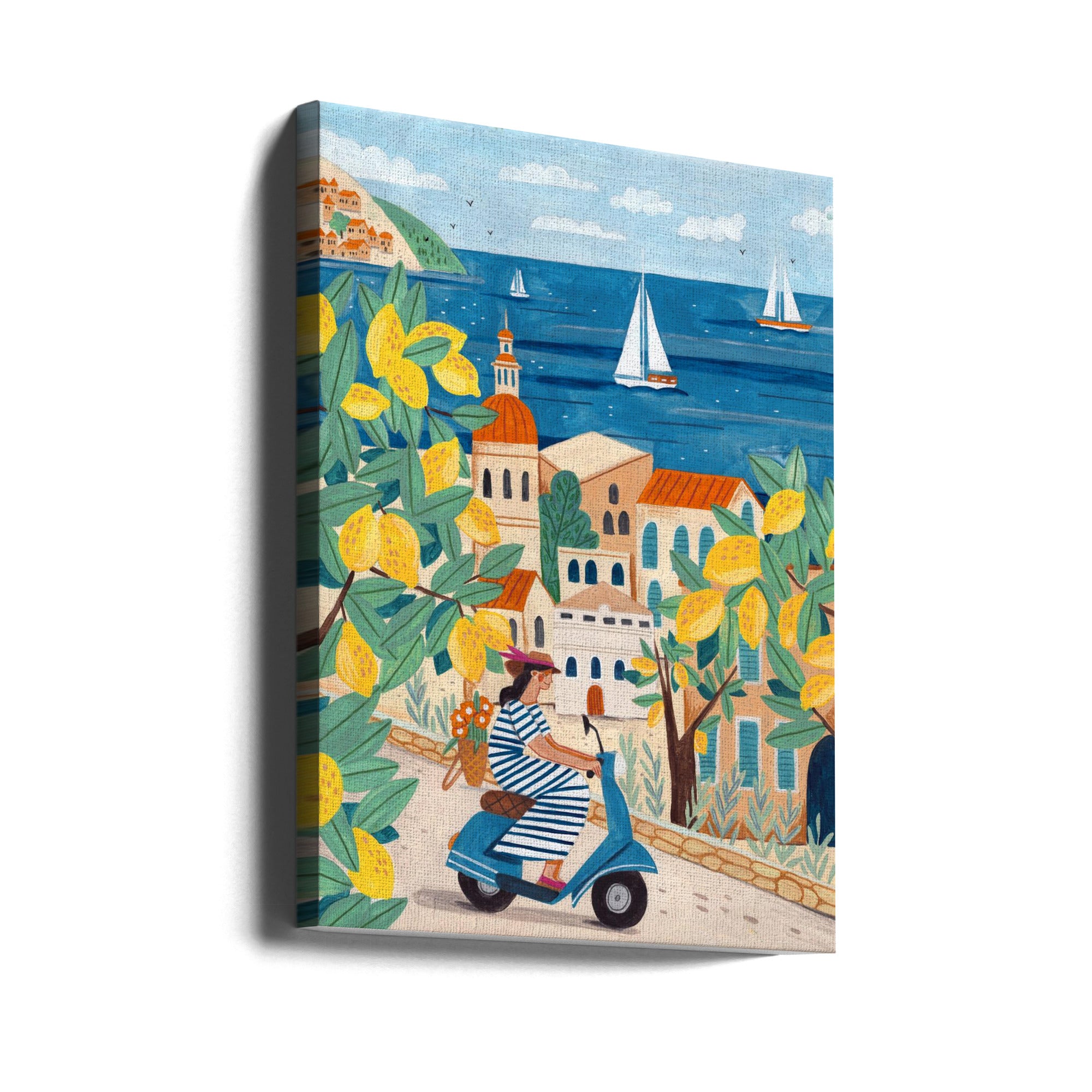 Travel poster woman on the Amalfi coast, Italy by Caroline Bonne Müller